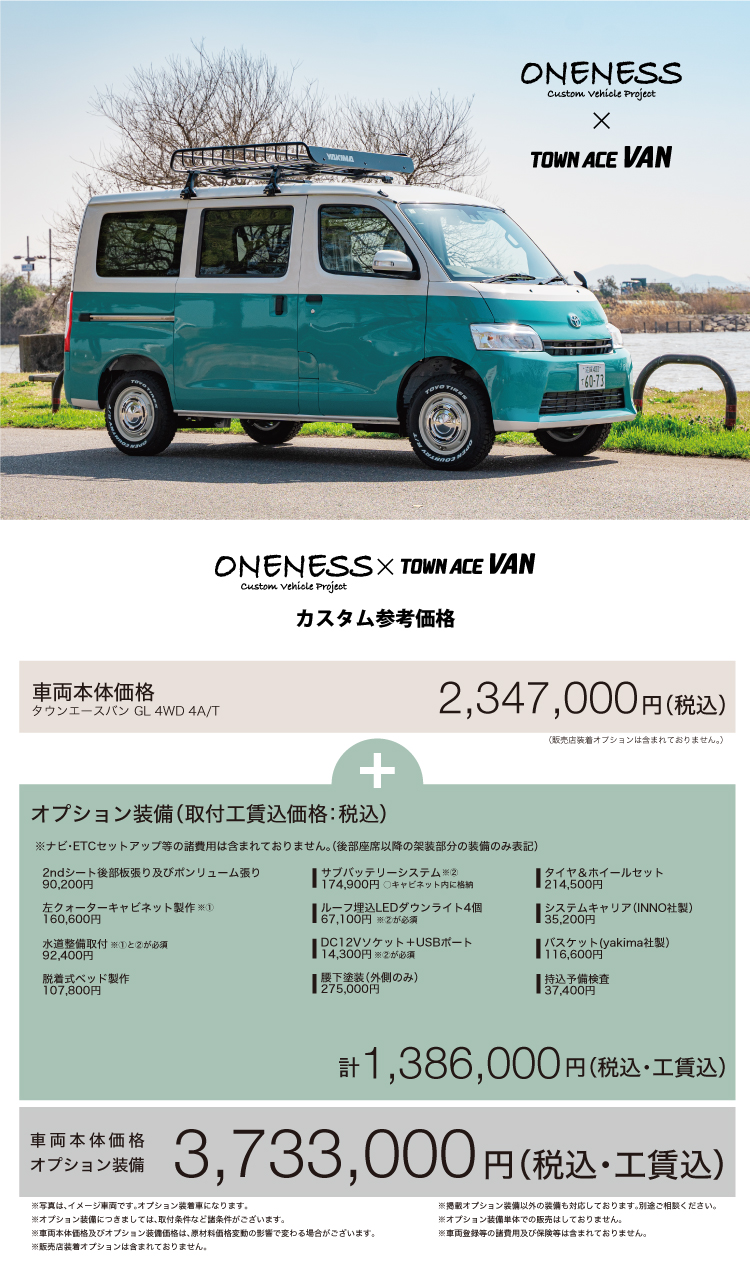 ONENESS カスタマイズコンセプト TOWN ACE VAN